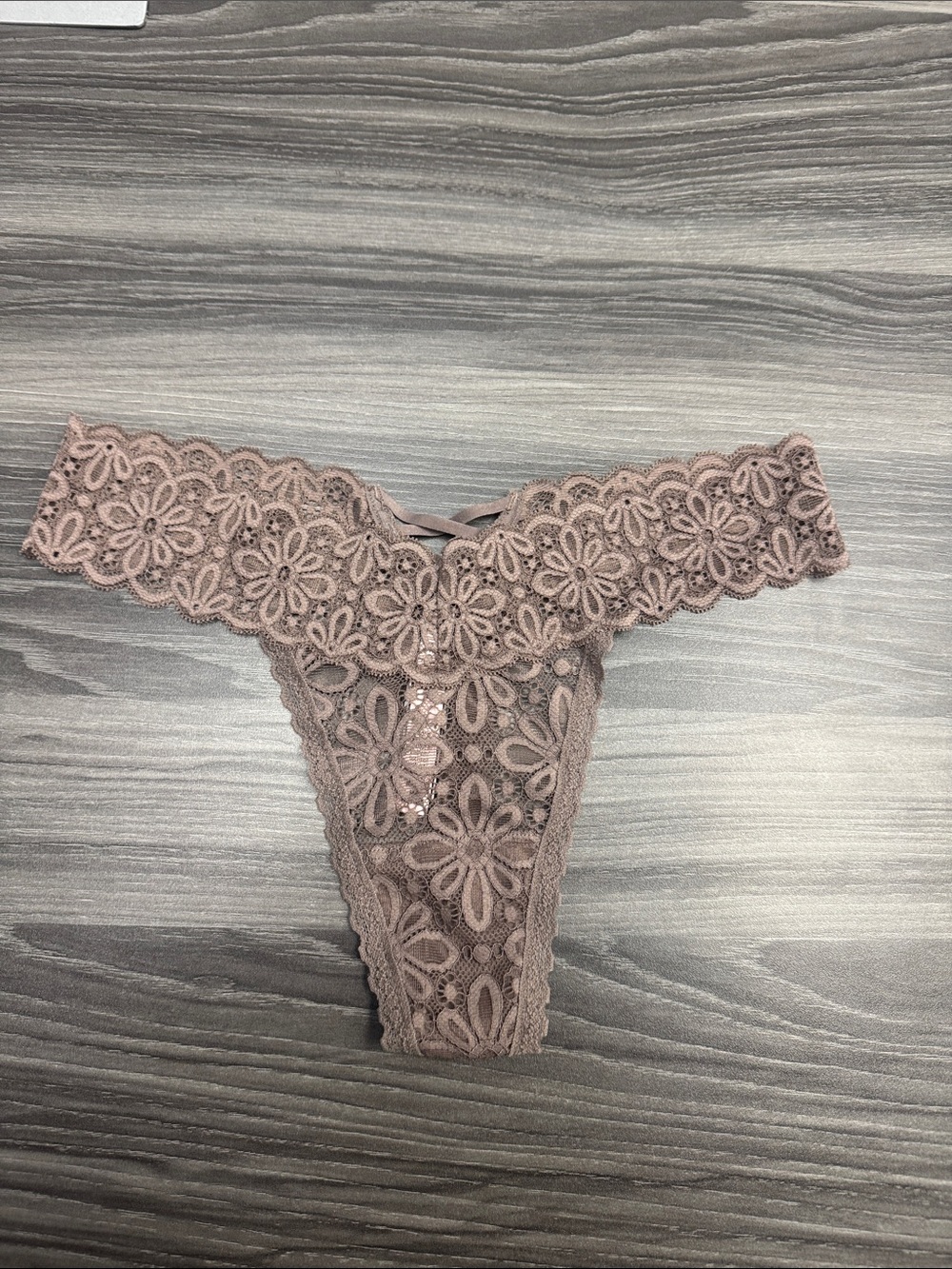 Victoria's Secret Dusty Mauve Floral Lace Thong